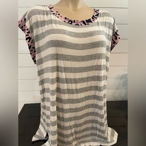 Plus size Stripe / Leopard top